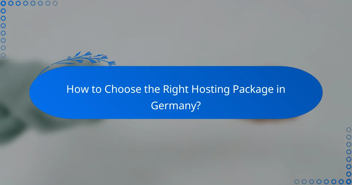 How to Choose the Right Hosting Package in Germany?